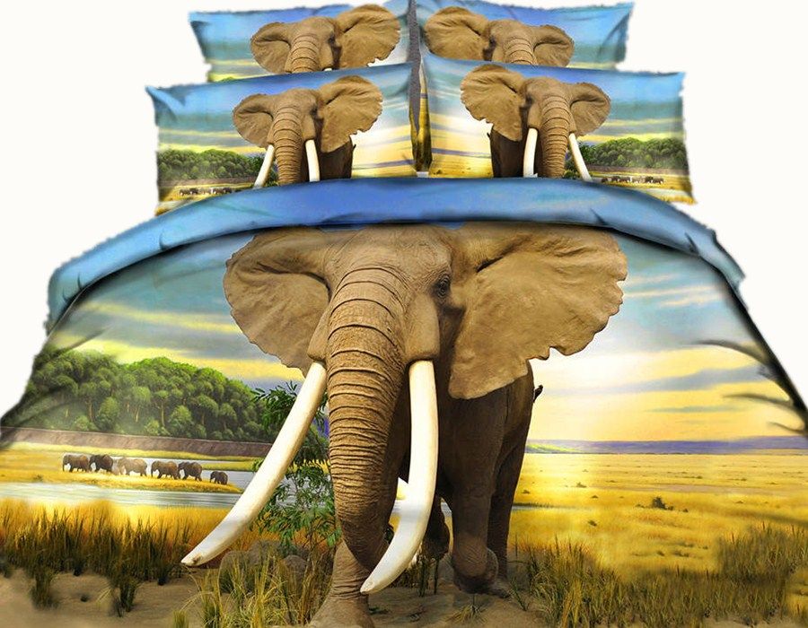 3d Bedding Sets Twin Full Queen King Size Cotton Animal Elephant