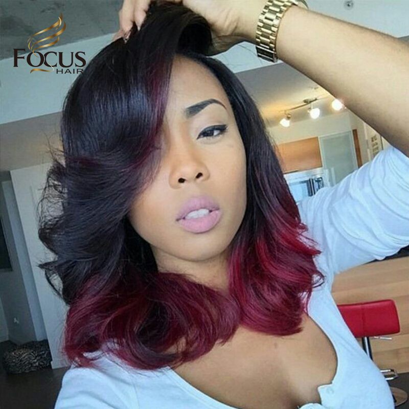 Ombre 1b Burgundy Two Tone 99j Glueless Full Lace Human Hair Wigs