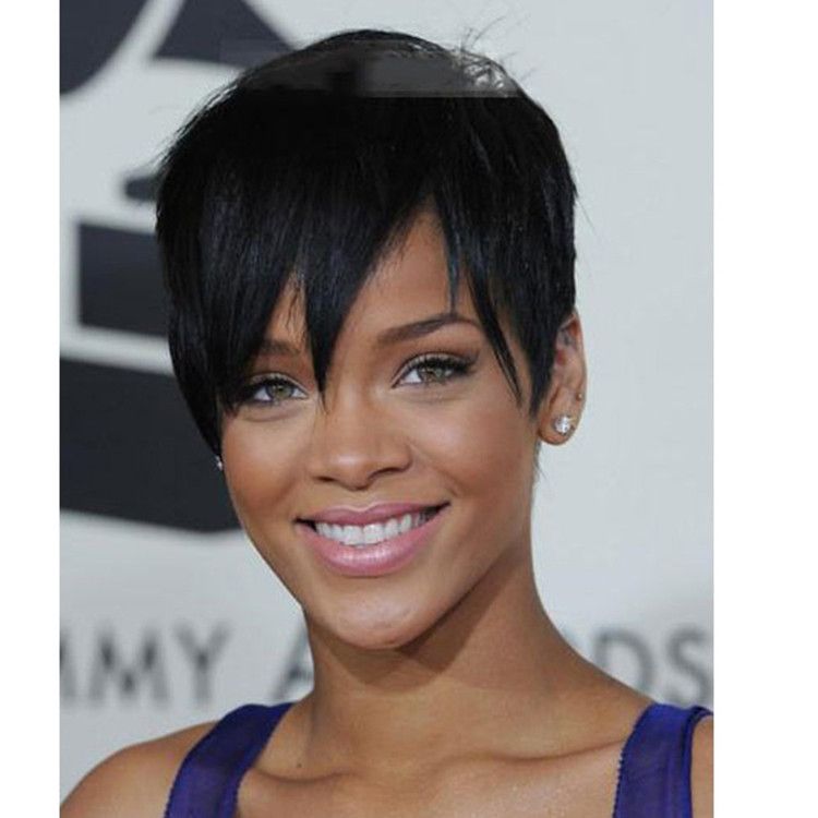 Rihanna S Hairstyle Black Short Wigs For Black White Women