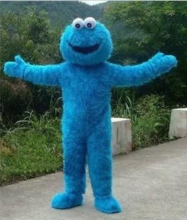 Sesame Street Blue Cookie Monster Mascot Costume Fancy Dress Adult