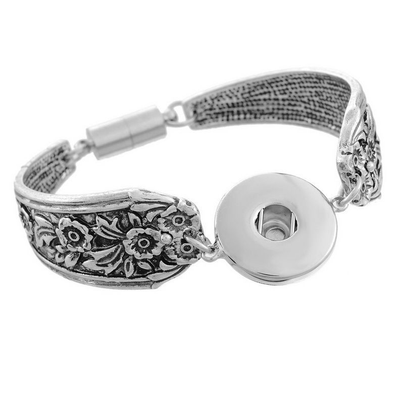 Silver Chain Bracelets Metal Snap Bracelet Bangle Fit Snap Buttons Bangle DIY Snap Jewelry For Women Fashion Chain Bracelets Bangle