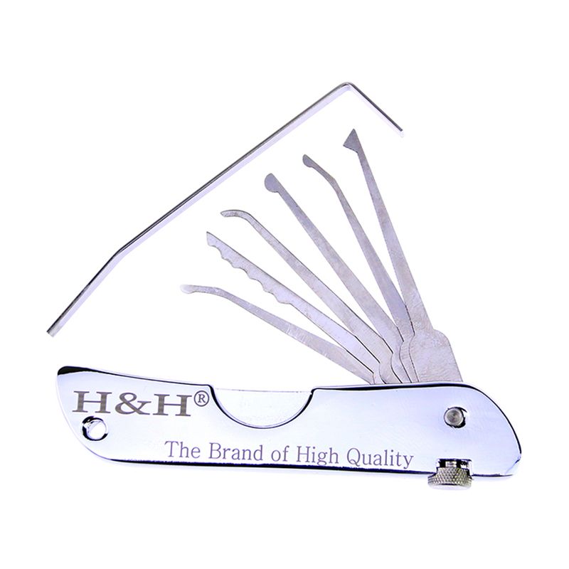 6 In 1 Stainless Steel Pocket Folding Lock Pick Set, Locksmith Tools For H&H Fold Pick Tool