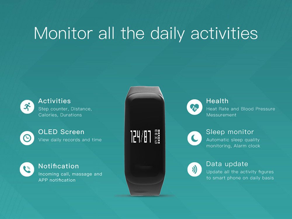 m8 smart band with heart rate & blood pressure monitor