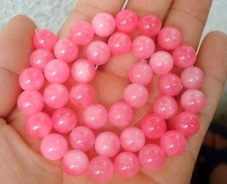 8MM ROUND PINK JADE GEMSTONE LOOSE BEADS 15/"