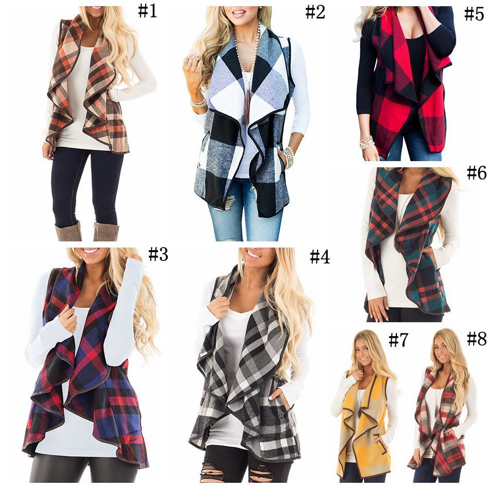 plaid cardigan vest