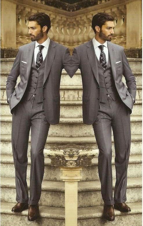 Custom Made Charcoal Grey Groom Tuxedos 