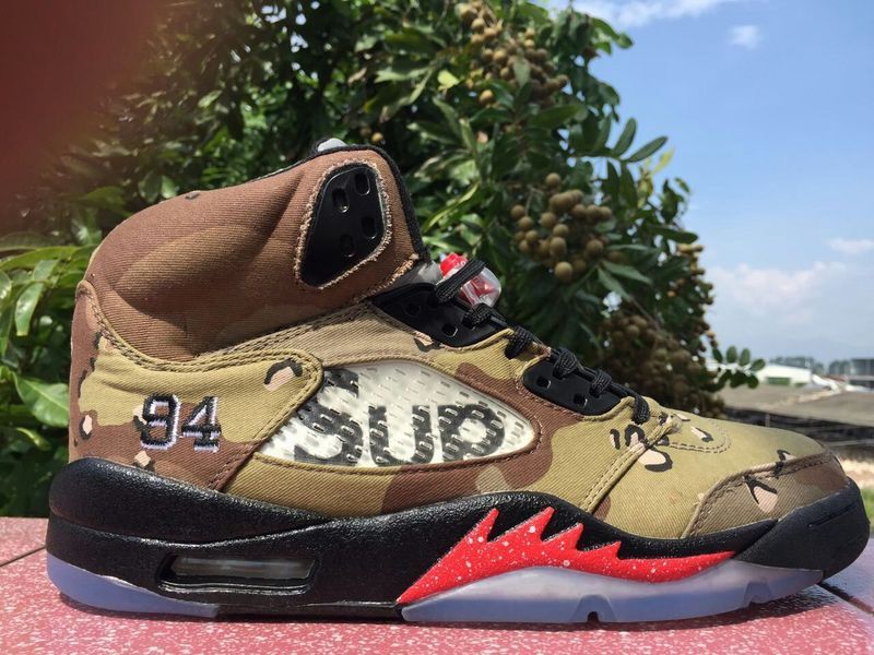 J 5s Supreme X 5 Retro Desert Camo 