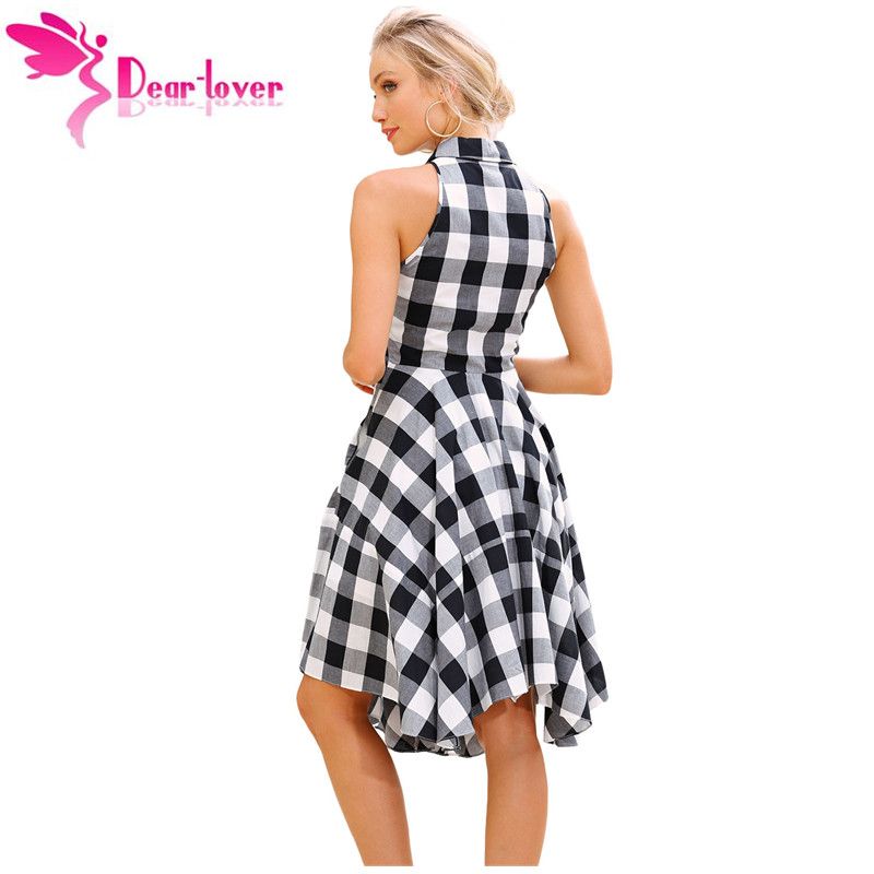 blue and white plaid dress