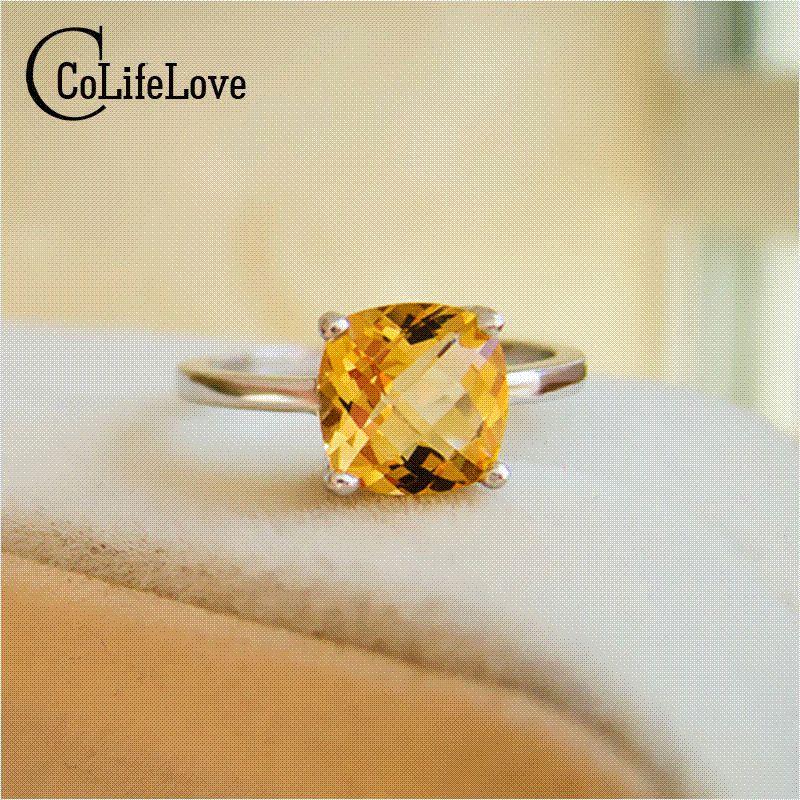 Luxurious Solid 925 Sterling Silver Natural Citrine Solitaire Engagement Ring