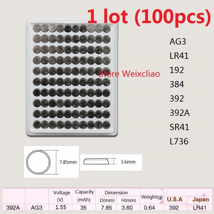 Batterie E39 100 Stucke 1 Los Ag3 Lr41 192 384 392 392a Sr41 L736