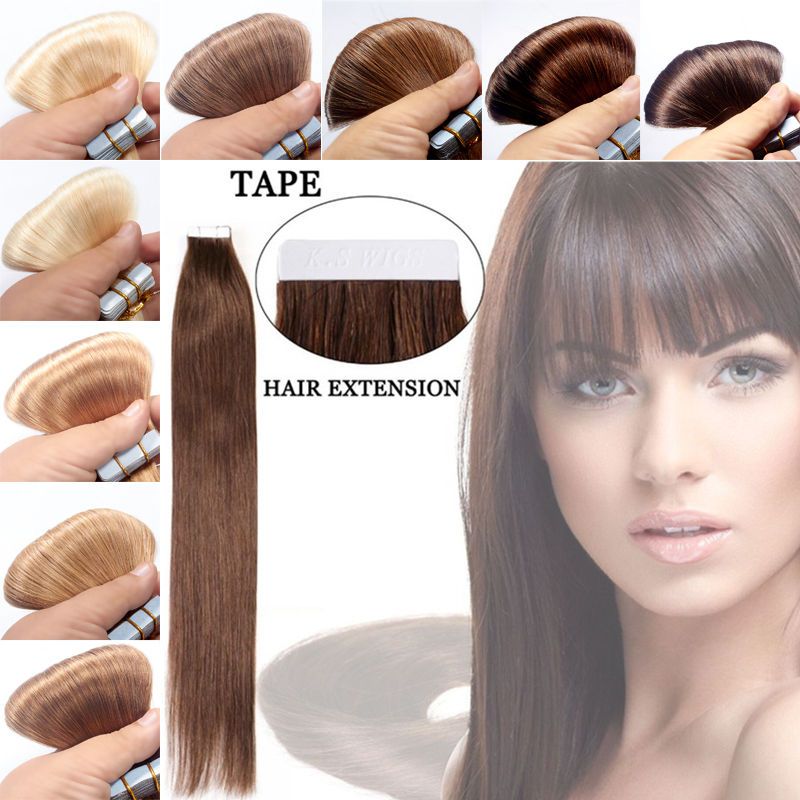 Silky Straight Hair Extensions Brazilian Hair Tape Skin Weft