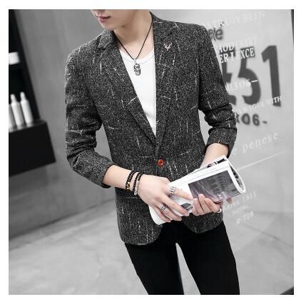 Acheter Nouveaux Costumes Masculins Style Coréen Mince Mode Veste Mince Blazer Marée Gris Noir Bleu Marine Couleurs Manteau Tenue De Spectacle Bal