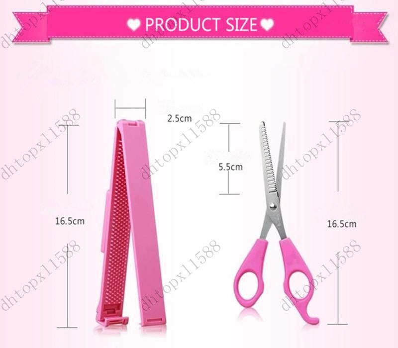 DIY Bangs Fringe Clip Horizontal Balance Ruler +Scissors Haircut Hair