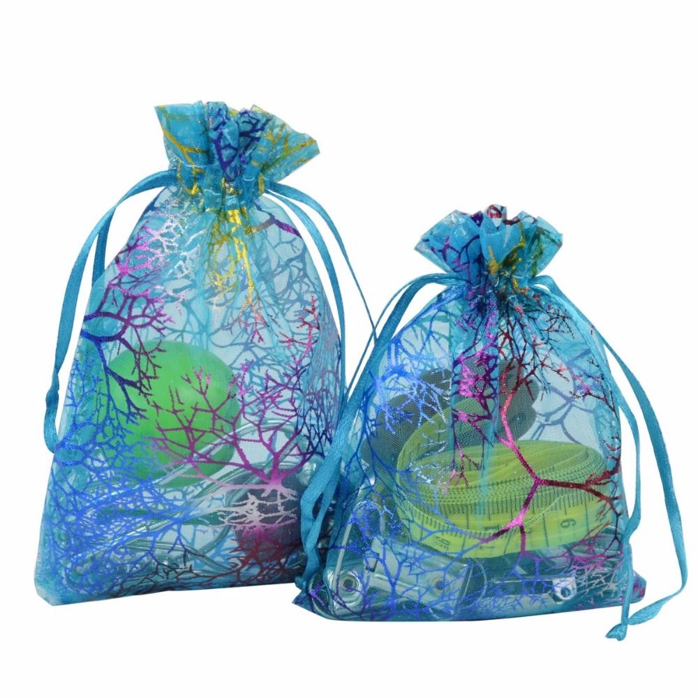 Wedding Drawstring Pattern Organza Party Favor Gift Bags Candy Jewelry Pouches