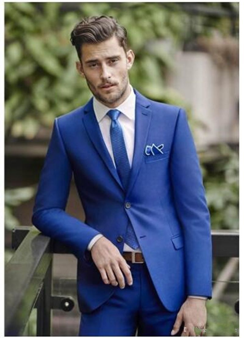 Acquista Abiti Da Uomo Vestito Personalizzato Nuovo Blu 2 Pezzi Sposo Migliore Uomo Abito Da Sposa Coltiva La