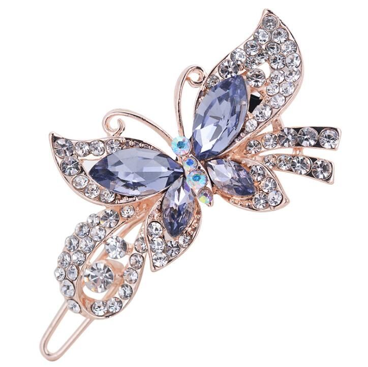Fashion Women Crystal Diamond Butterfly Hairpins Hair Clip