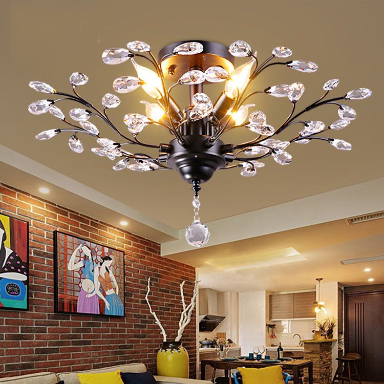 Tree Branch Pendant Lamps K9 Crystal Chandeliers Light Modern