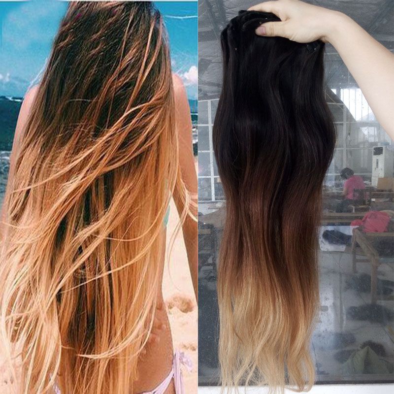 human hair extensions ombre clip in