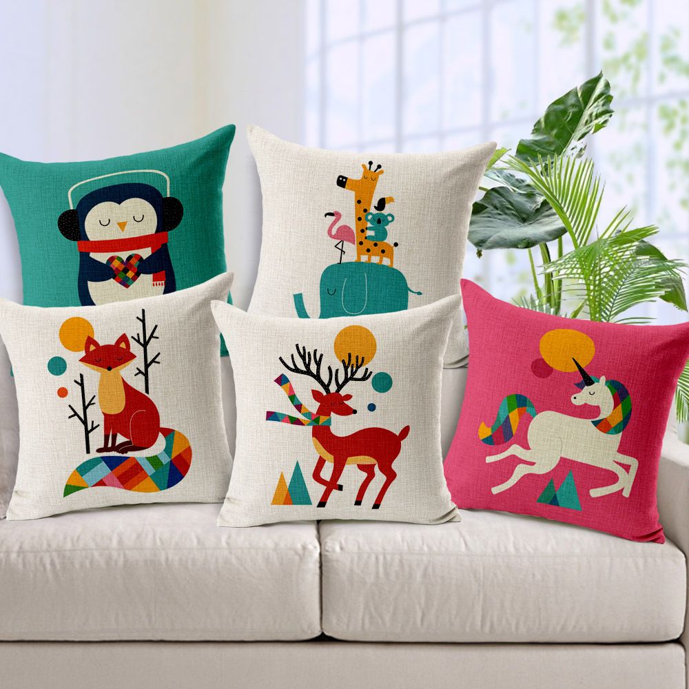 Animal Zebra Colorful Cushion Cover Home Decor Sofa Throw Pillow Case Art 18''