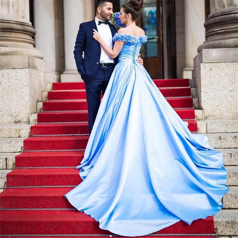 compre elegante azul cielo azul afgano vestido de novia 2017 nuevo