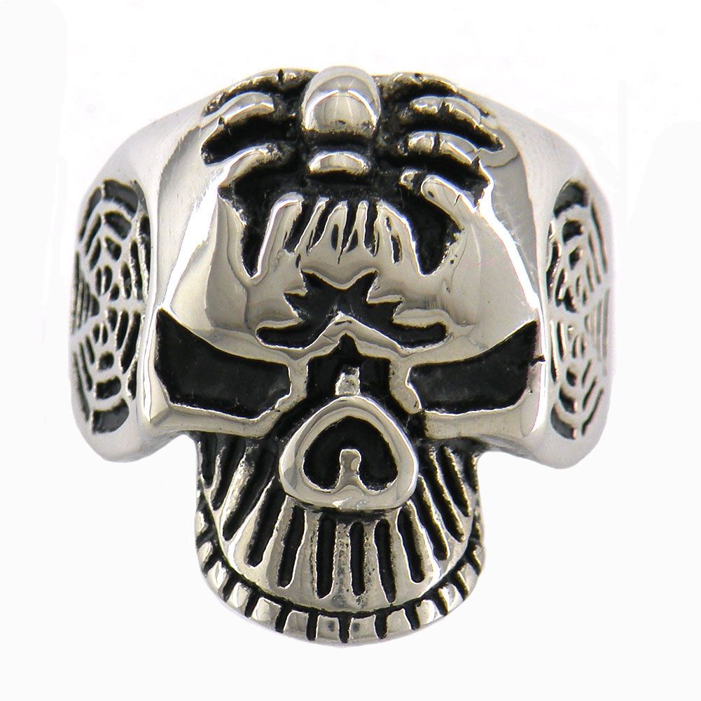 Stainless Steel 2 Color Snake Ghost Skull Biker Ring