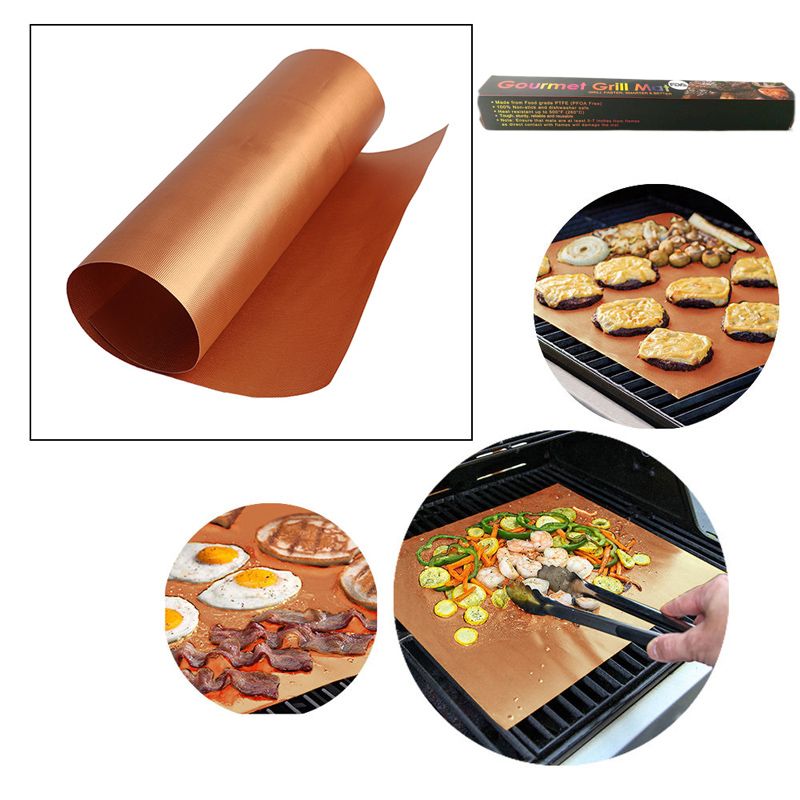 2020 Barbecue Mats Gold BBQ Grill Mat Non Stick Teflon Reusable Durable
