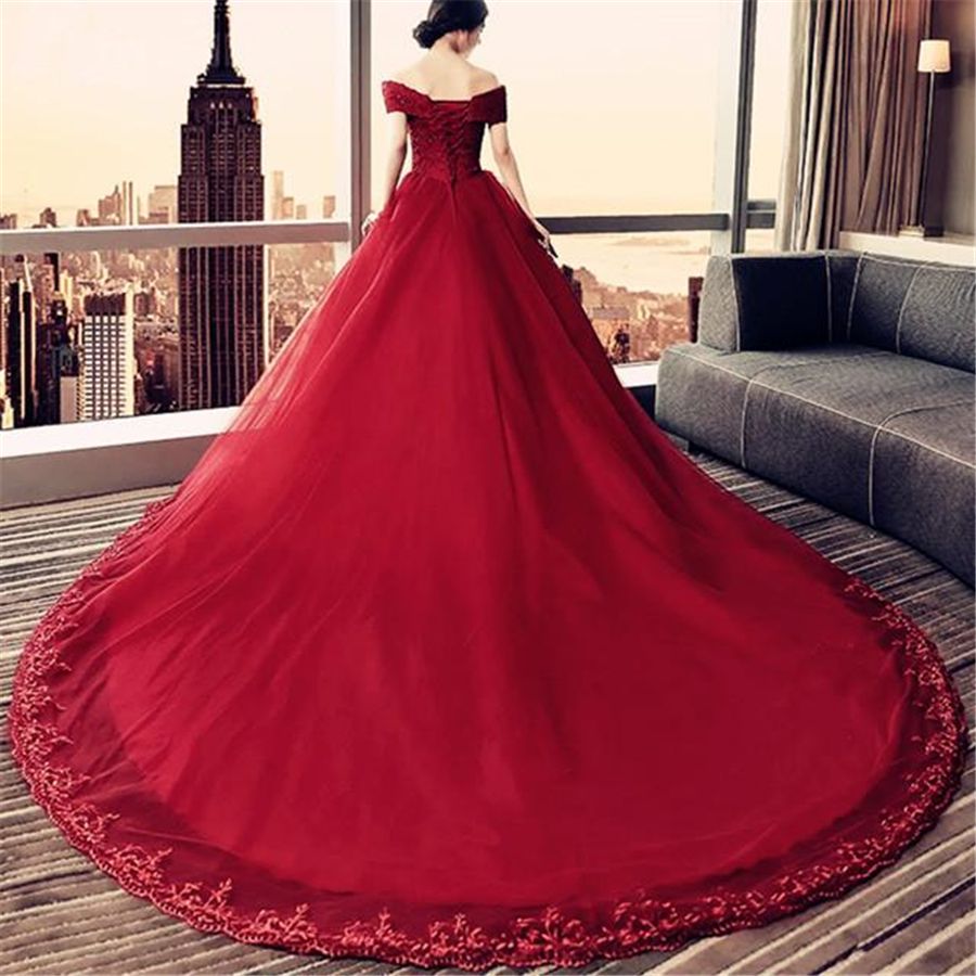 Maroon Wedding Dresses Corset 