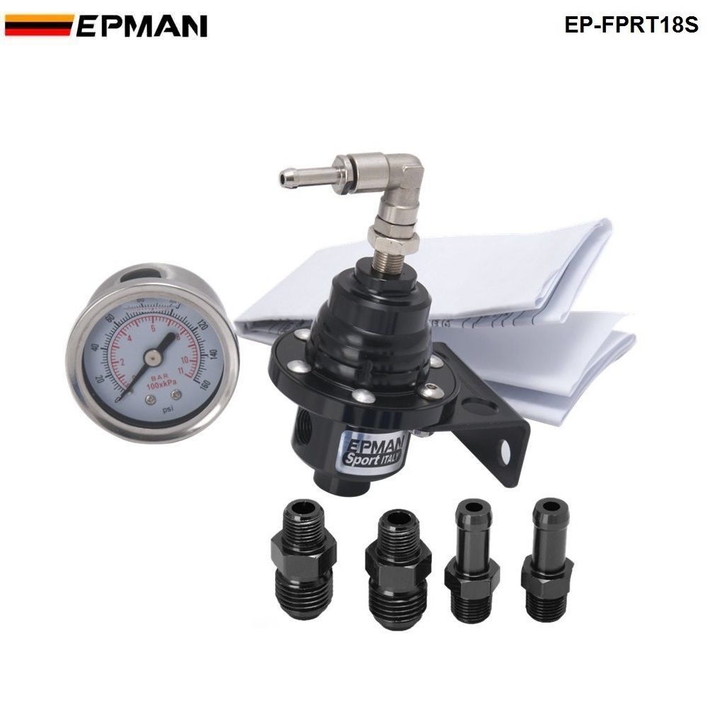 Universal 140PSI JDM Adjustable Fuel Pressure Regulator FPR With PSI Gauge Blue