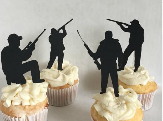 2017 Custom Hunting Silhouette Cupcake Toppers Bachelorette Hem