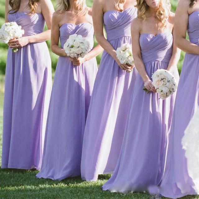 Lavender Long Chiffon Bridesmaid Dresses Cheap Sweetheart A Line