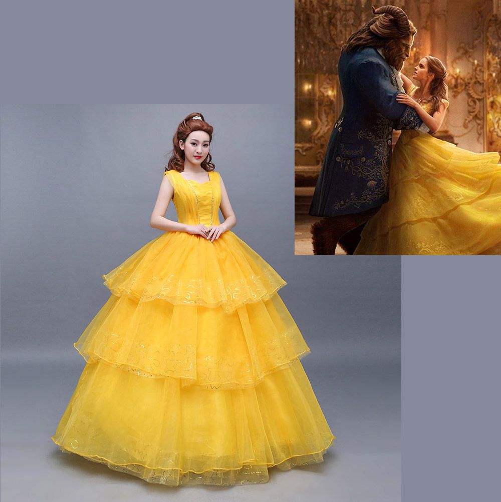 Beauty And The Beast 17 Live Edition Princess Belle Cosplay Costume Ball Gown Yellow Dress Fancy Ball Dress Party Longuette Masque Skirt From Smart Cute 69 04 Dhgate Com