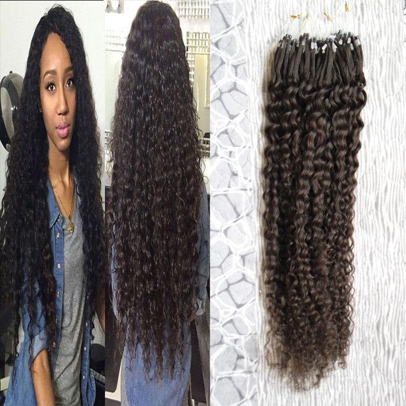 Natural Black Micro Link Hair Extensions Human Unprocessed
