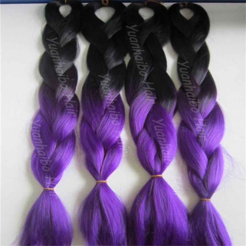 2020 Hot Sale 20inch Ombre Kinky Jumbo Braid Two Tone Black Purple