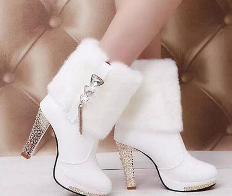 Fashion Winter High Heel Snow Boots 