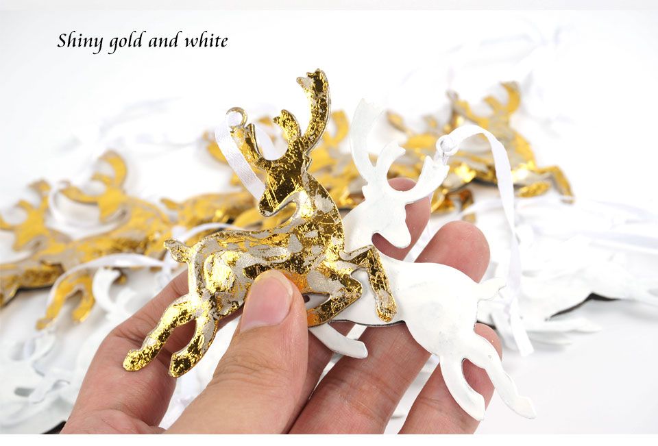 Fashion New Gold Reindeer Christmas Tree Decorations Gold White