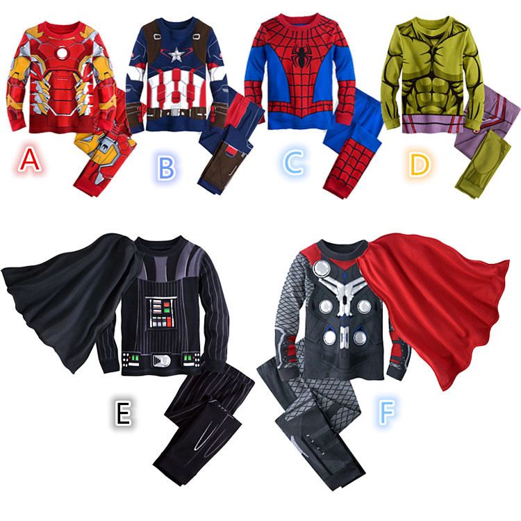 ropa de pijamas para niños set para niños superhéroe batman spiderman Ropa de manga larga