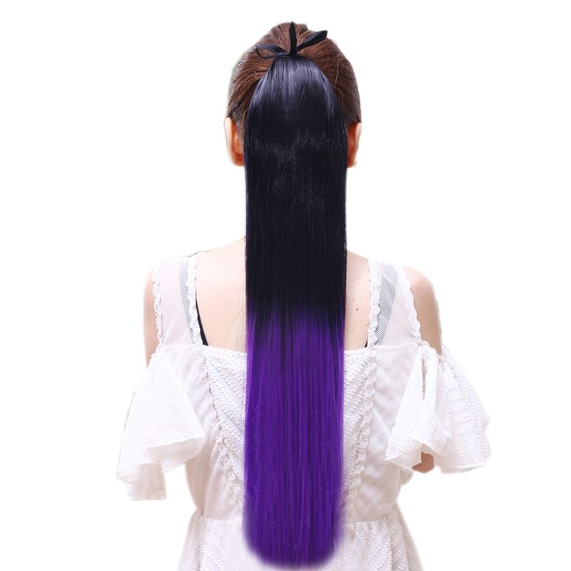 Long Ombre Purple Hair Tails Long Straight Colored Ponytail