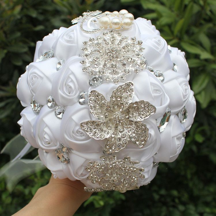 Acheter Mariage Blanc Bouquet De Mariée Simulation Fleur Fournitures De Mariage Fleur Artificielle Cristal Doux 15 Bouquets De Quinceanera W228 Y De