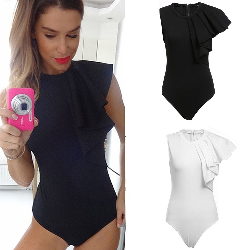 black jumpsuit with white top