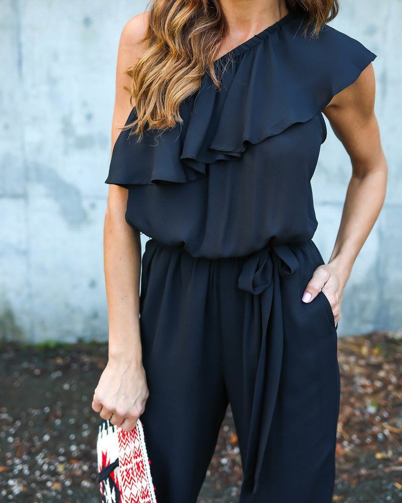 ruffle neck jumpsuit