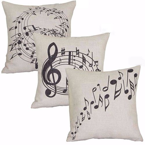 Wholesale Square Music Notes Melody Linen Throw Pillow Case Waist