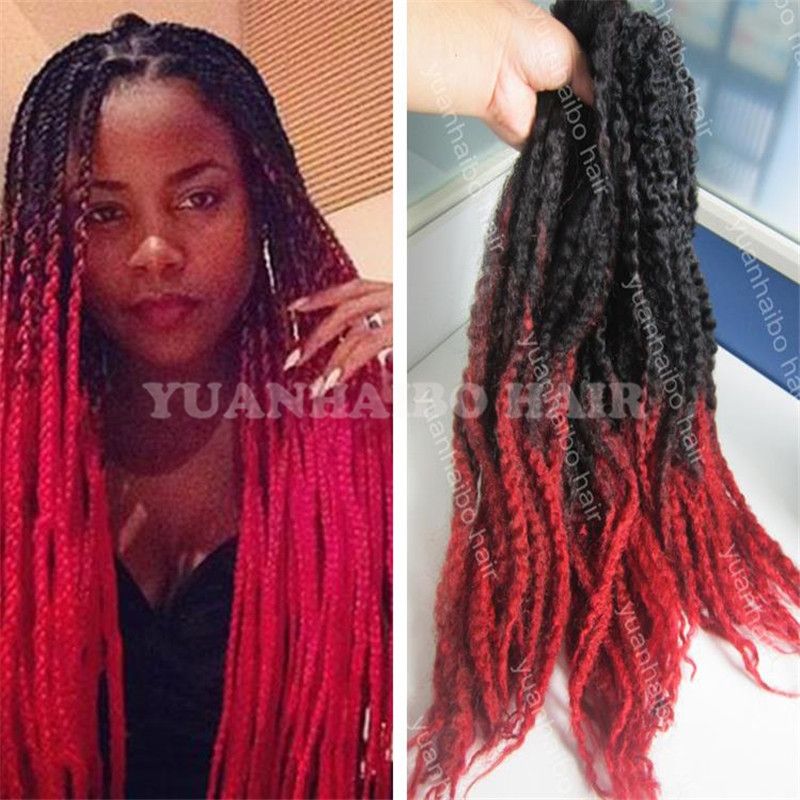 2019 Hot Sale 20in Fold Two Tone Black Red Synthetic Kinky Twist