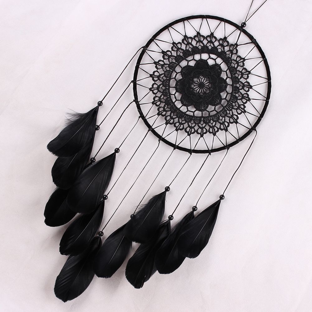 Bead Dream Catcher Black Feather Crafts Handmade Home Hanging Gifts Black