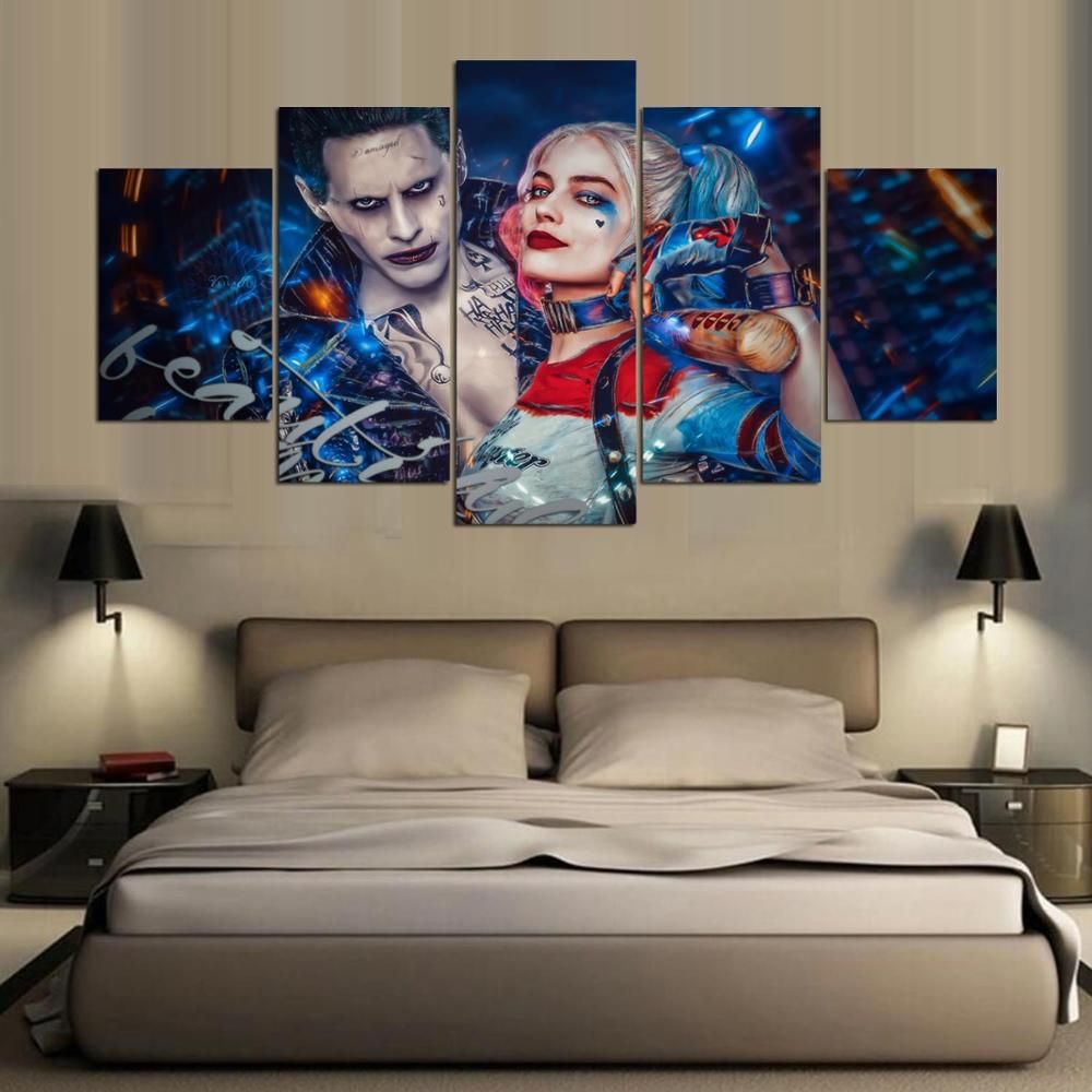 Grosshandel 60 X32 Suicide Squad Der Joker Und Harley Quinn Jared Leto Und Margot Robbie Selbstmord Squad Kunst Illustrated Gicle Prints Home Decor