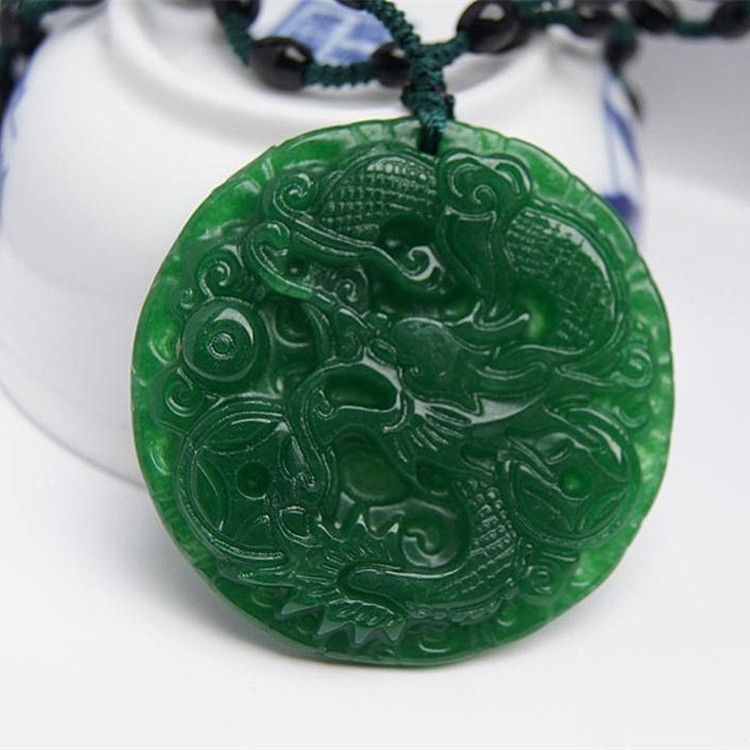 Natural Jade Pendant The peacock jade statue Amulet jade Necklace Collection