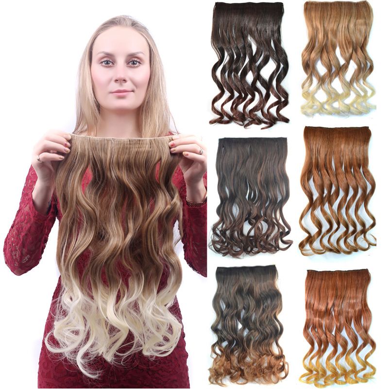 Synthetic Hair Clip Long Wacy Curly One Piece Hair Extensions