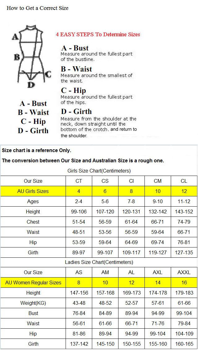 Childrens Leotard Size Chart