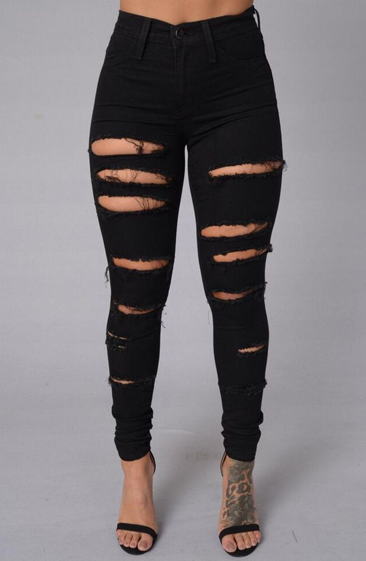 plus size black ripped jeans