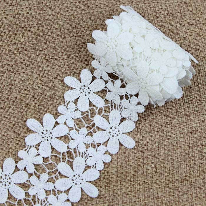 2021 2 Yards White Elegant Embroidery Lace Applique Embroidery Ornament ...