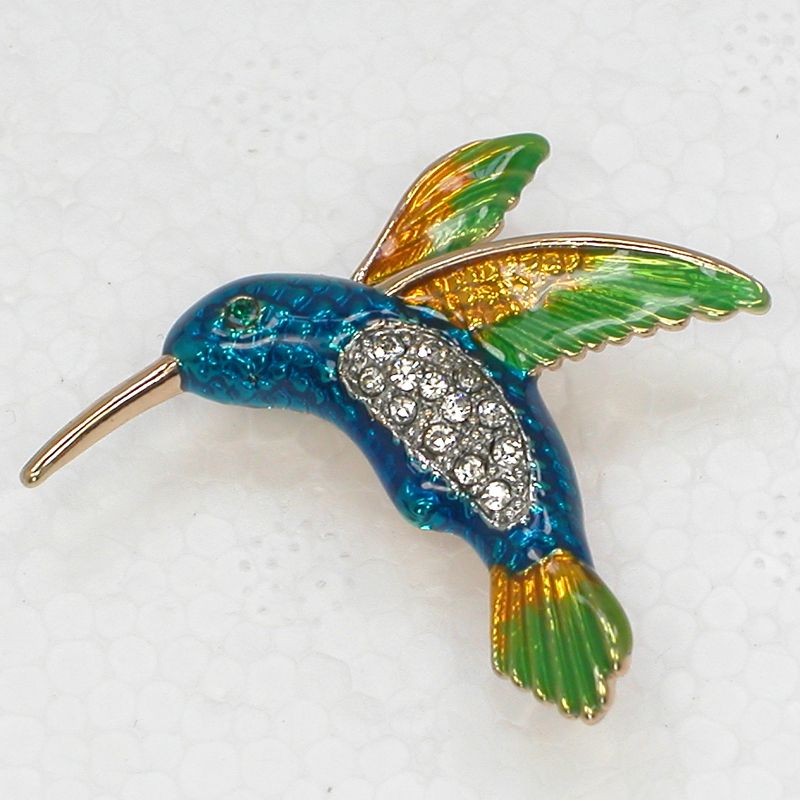2020 Wholesale Fashion Hummingbird Brooch Crystal Rhinestone Enamel